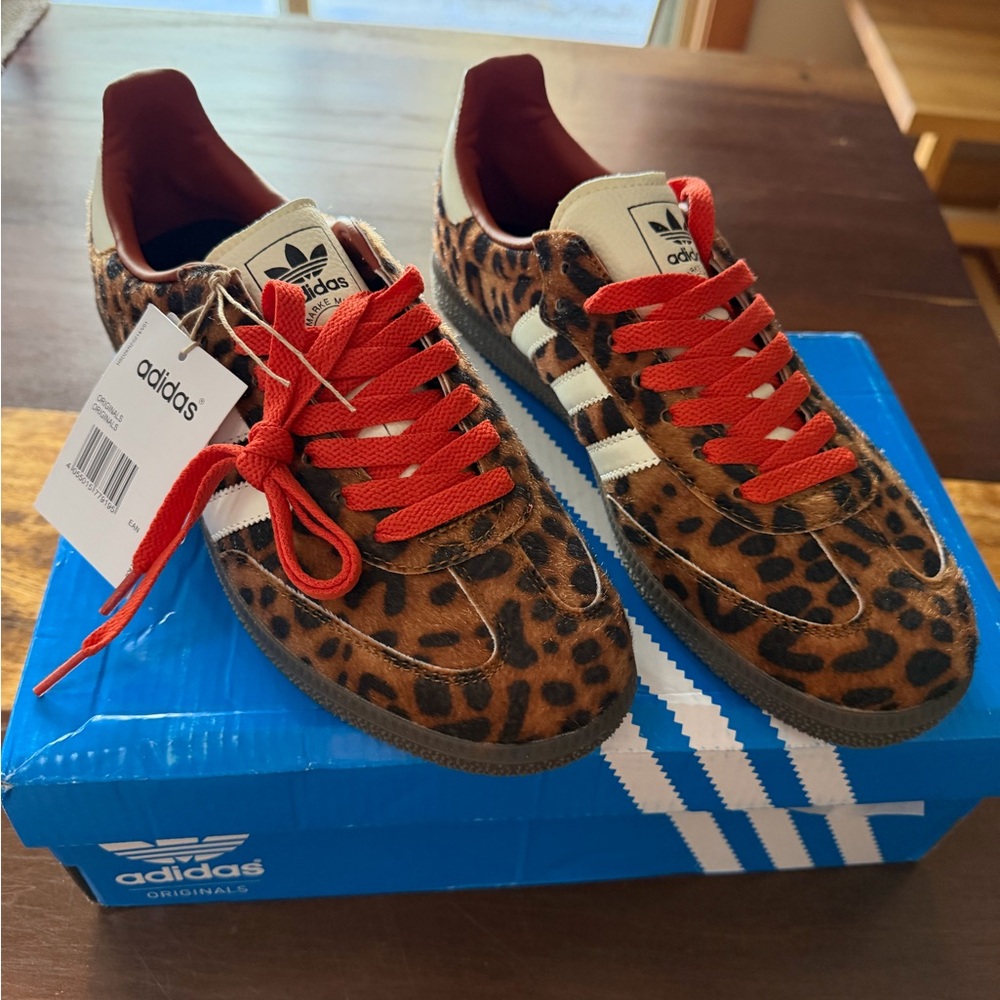 Adidas Animal Print Sneakers with Red Accents